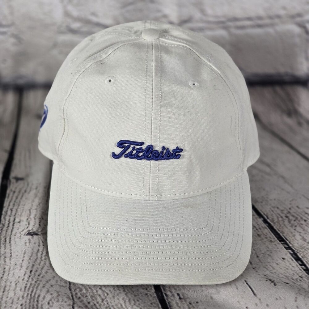 Titleist White Golf Cap Adjustable Strap Back Hat LogoTitleist White Golf Cap...